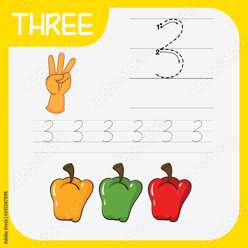 How to write number three worksheet