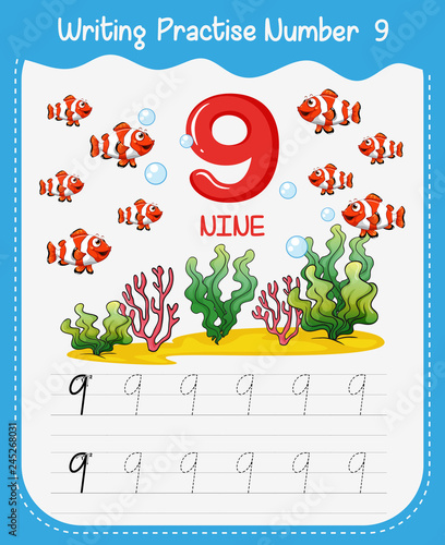 How to write number nine worksheet