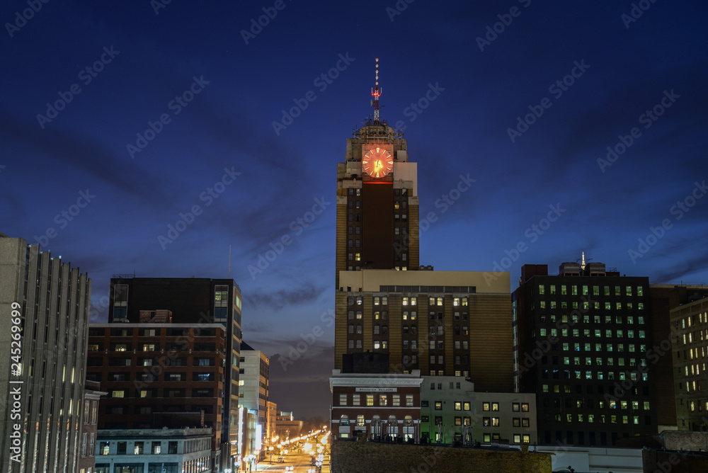 Downtown Lansing Michigan Skyline at Sunset - Boji Tower
