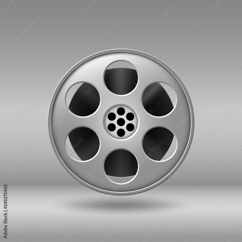 Reel with film on the white background.