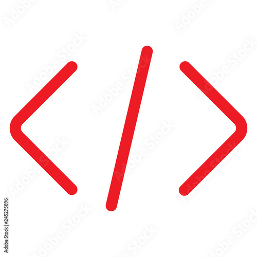 red code icon on white background. flat style. red code icon for your web site design, logo, app, UI. coding symbol. coding concept.