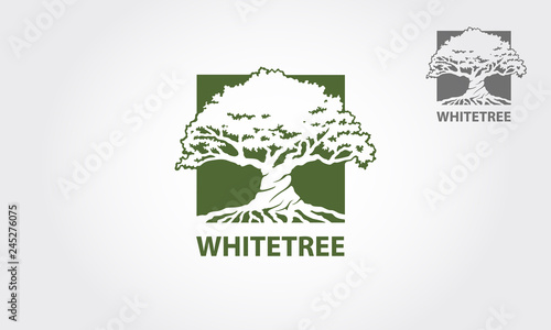 White Tree Vector Logo. The main symbol of the logo is a tree, this logo symbolizes a togetherness, protection, peace, growth, Trust, Unity, etc