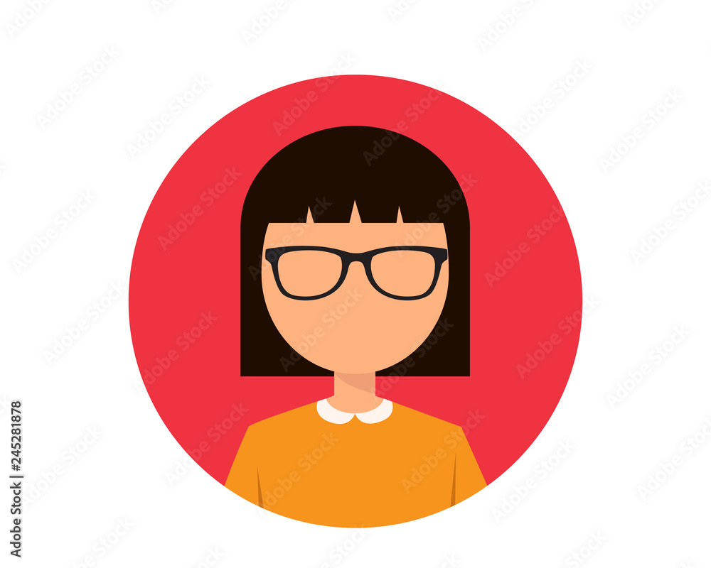 short hair sunglasses girl avatar flat icon illustration vector , short hair sunglasses girl avatar flat icon illustration vector