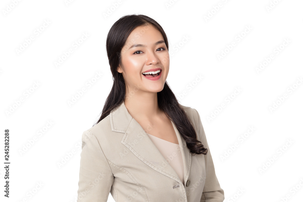Young beauty healthy happy Asian woman with smiley face isolated on white. Young beauty healthy happy Asian woman with smiley face isolated on white.