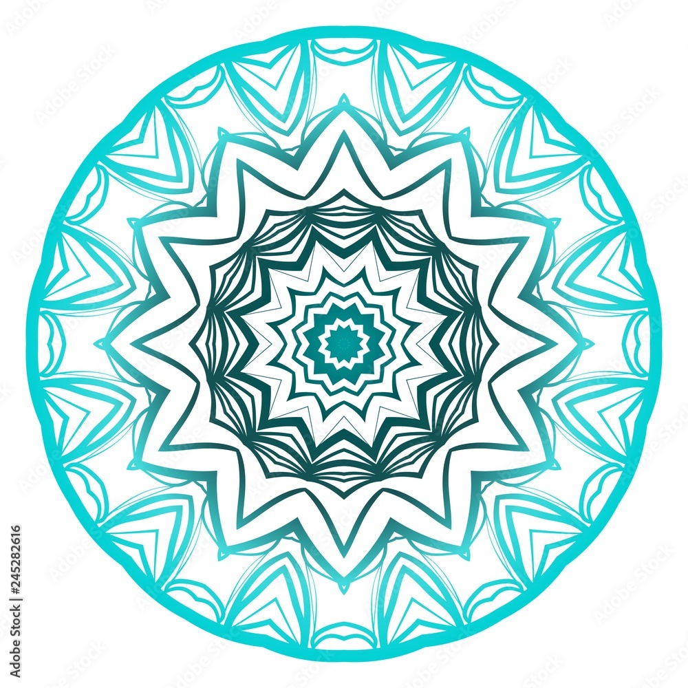Mandala. for design, greeting card, invitation, coloring book. Arabic, Indian, motifs. Vector illustration. Blue gradient color