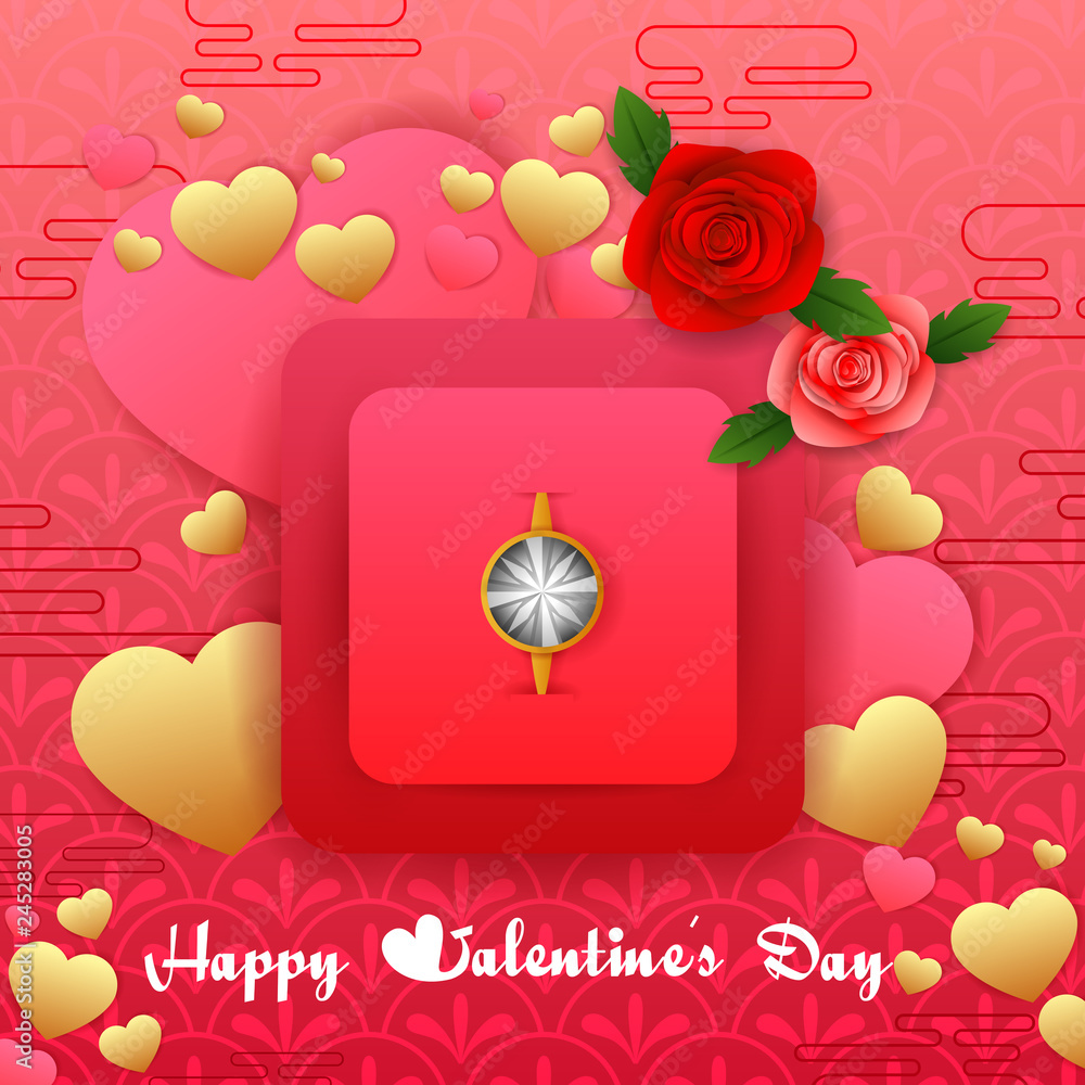 Naklejka premium Paper cut style Happy Valentine's Day greetings background