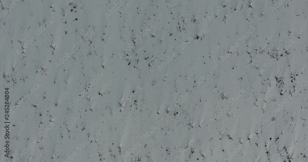 Low Fast Flying Over Snow Covered Field Aerial View Low Fast Flying Over Snow Covered Field Aerial View