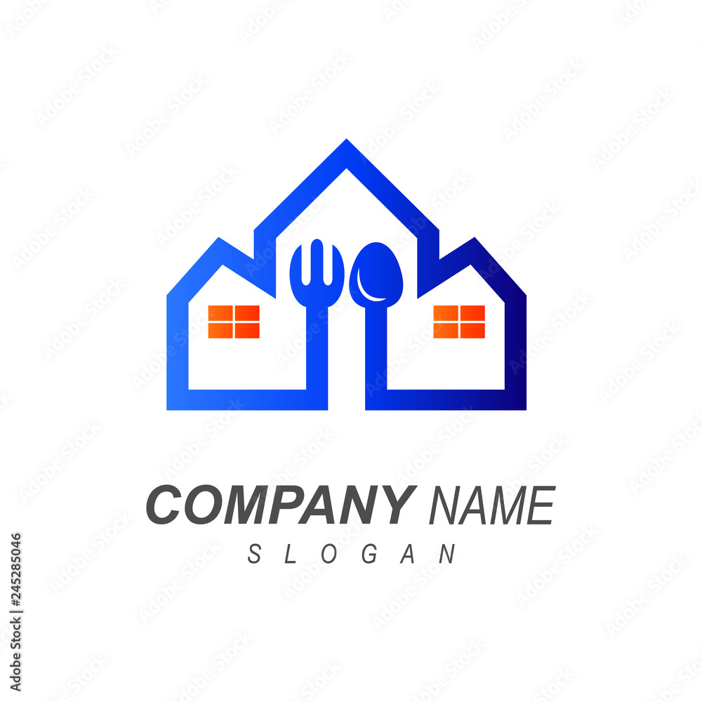 restaurant logo, building with spoon and fork icon, homemade food symbol, house kitchen logo restaurant logo, building with spoon and fork icon, homemade food symbol, house kitchen logo
