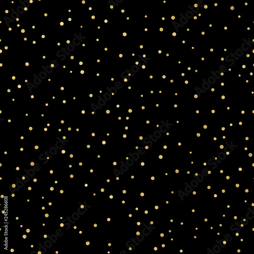 Glitter gold seamless pattern with polka dots. Hipster trendy effect. EPS 10