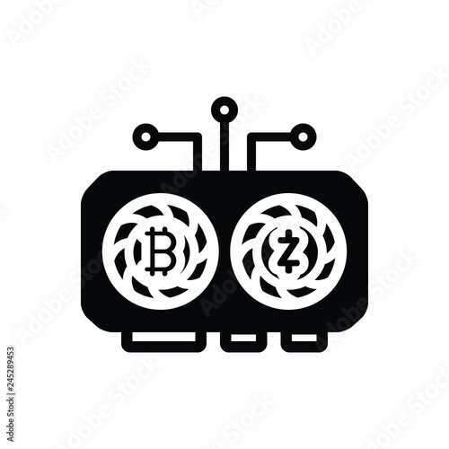 Black solid icon for gpu 