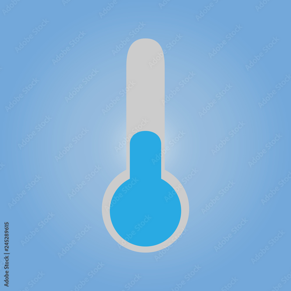 Thermometer icon. Coldly. Flat style on a blue background Thermometer icon. Coldly. Flat style on a blue background