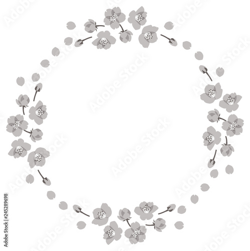 monochrome cherry blossom circle frame
