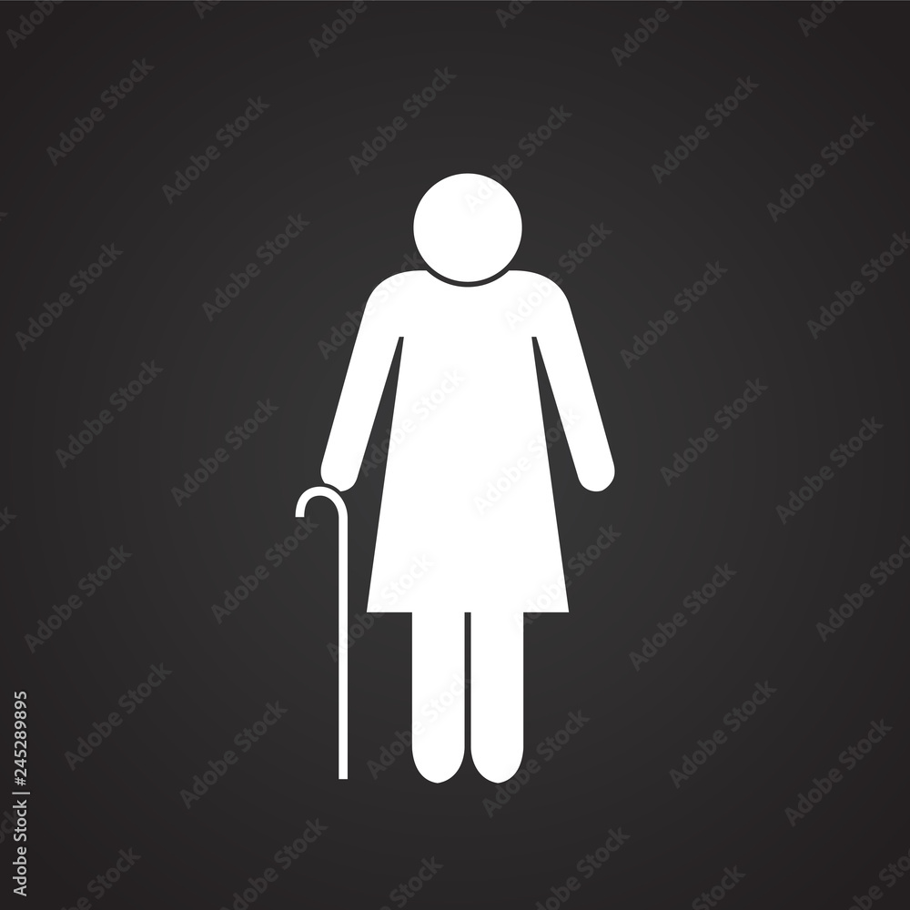 Grand mother figure on black background icon Grand mother figure on black background icon