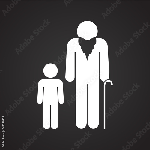 Grand parent with child on black background icon
