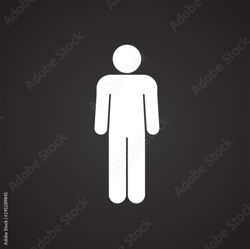 Man on black background icon for app or web using