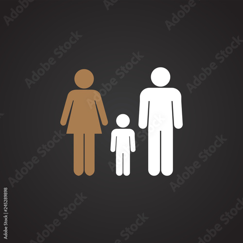 Interracial relationship family on black background icon