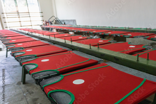 Manufacture setup of prepare t-shirt on silk screen printing table