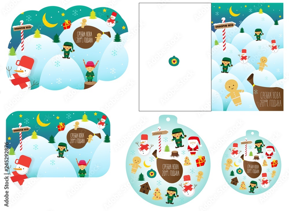 Obraz premium Greeting cards for New year