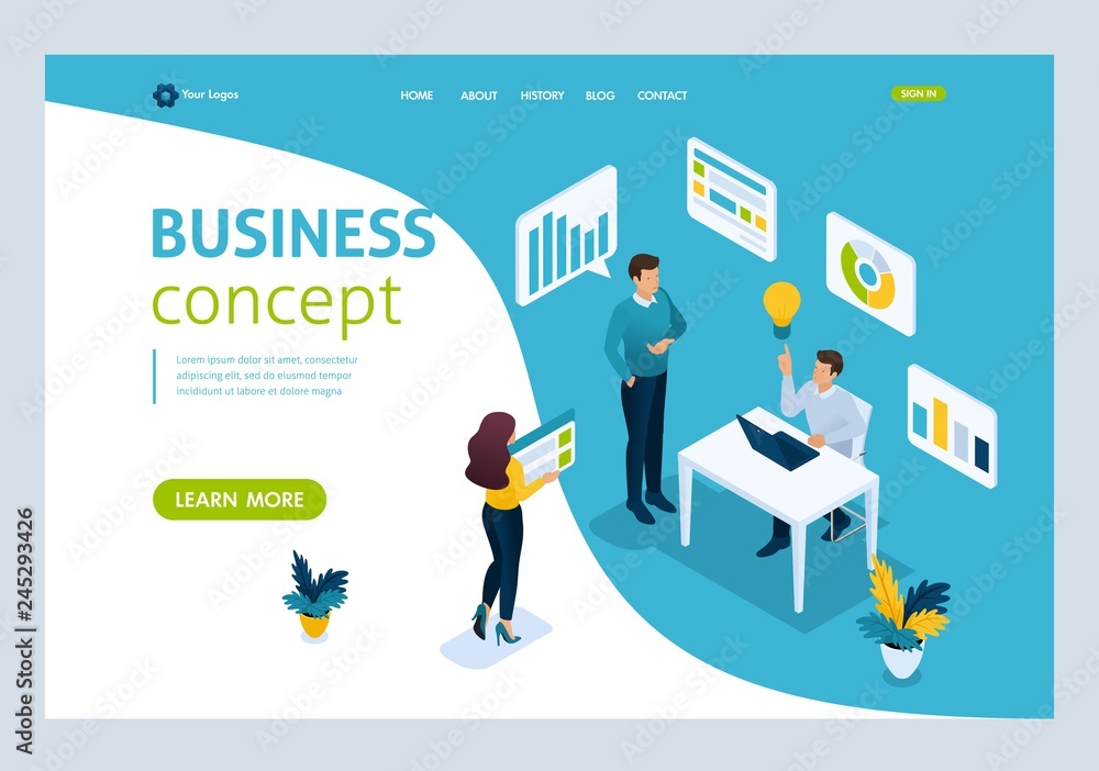 Isometric Landing Page for Business Solutions