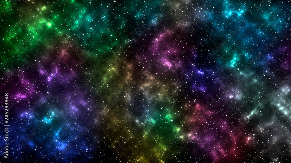 Universe wallpaper. Abstract colorful constellation background. Art space texture. 