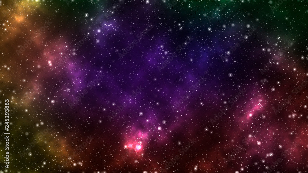 Abstract background with stars and nebula. Colorful constellation