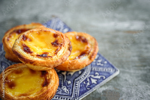 Portugal egg tart with azulejo