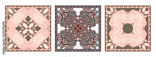set of traditional kalamkari ornamental floral paisley design