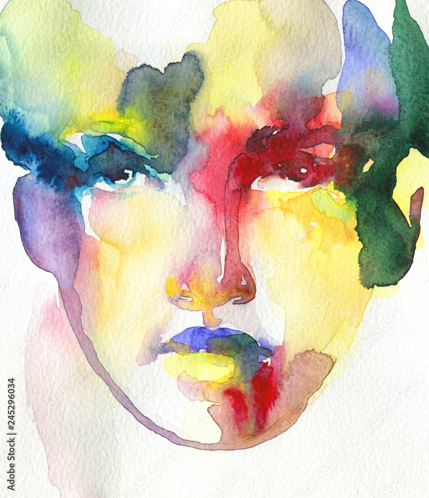 Watercolor sales face abstract