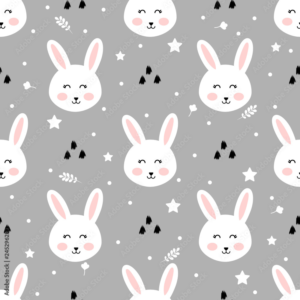 Cartoon rabbit seamless pattern