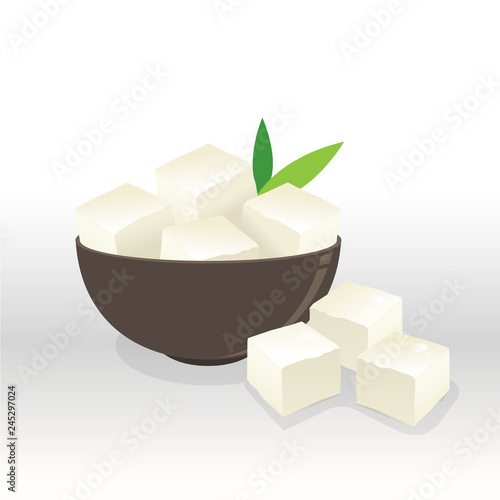 Tofu healthy diet vegan food. -vector