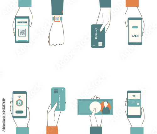 Illustration set of various payment methods