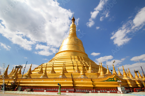 Take photo the Shwemawdaw Pagoda  the tallest pagoda in Myanmar  referred to as the Golden God Temple