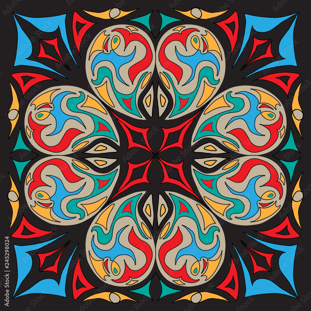 Fototapeta decorative abstract tiled eastern mediterranian scarf pattern