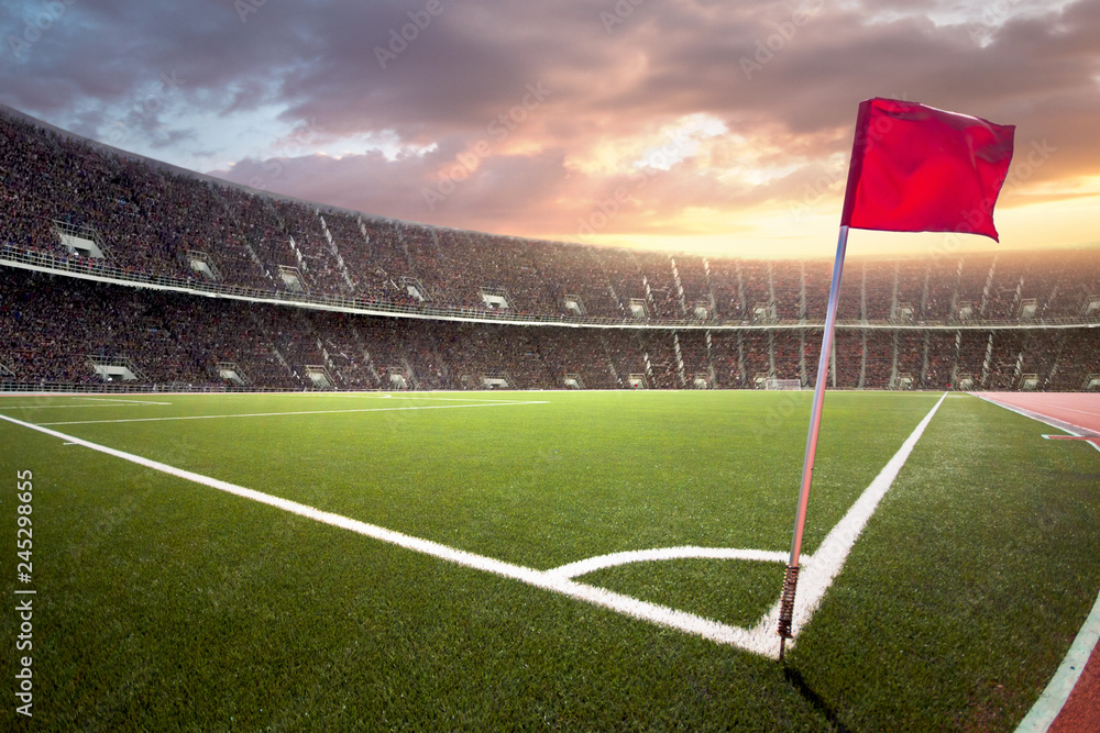 Fototapeta premium stadium with sunset the match.