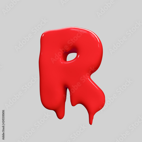 red liquid alphabet.halloween alphabet.3D Rendering. 