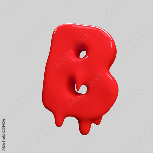 red liquid alphabet.halloween alphabet.3D Rendering. 