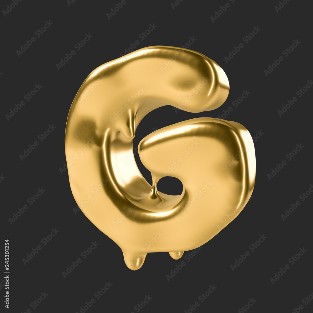 gold liquid alphabet.3D Rendering. gold liquid alphabet.3D Rendering.