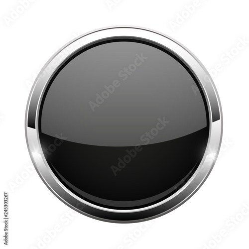 Free Download Black glass button. Shiny round 3d web icon - GFXLoad