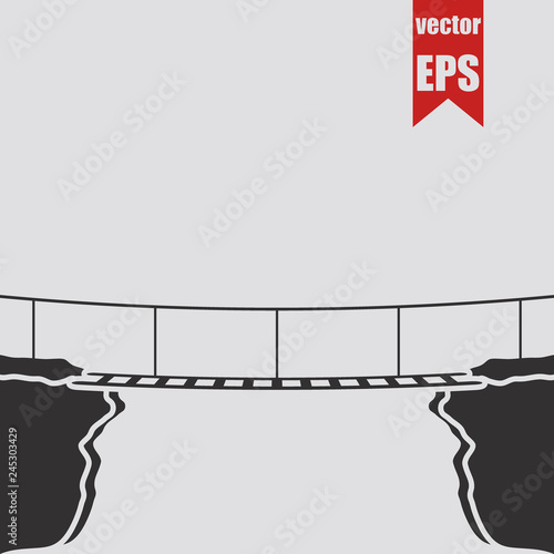 Bridge over the cliff icon.Vector illustration.