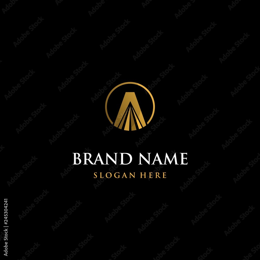 Letter A Circle Golden Luxury Outline Modern Business Elegance Logo Letter A Circle Golden Luxury Outline Modern Business Elegance Logo