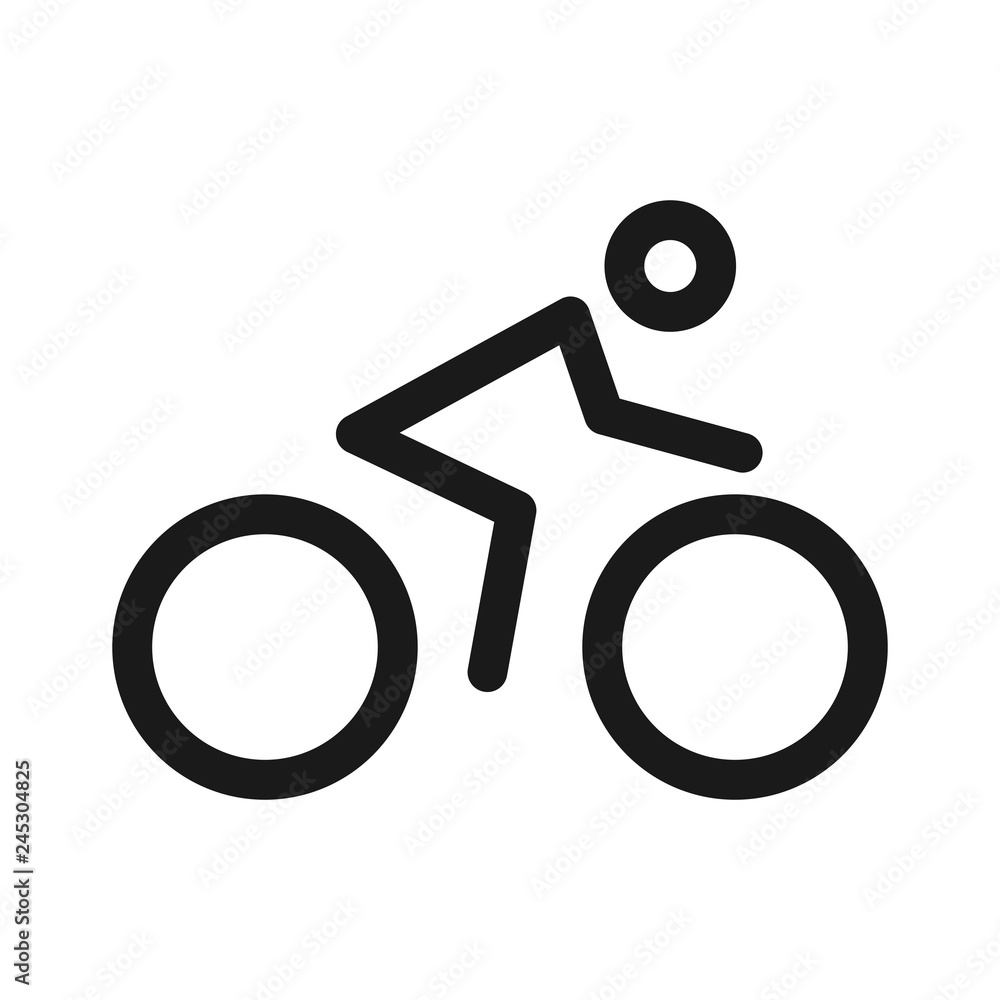 Cyclist icon line, Bicycle and human silhouette concept logo template isolated on white background. Vector illustration Cyclist icon line, Bicycle and human silhouette concept logo template isolated on white background. Vector illustration