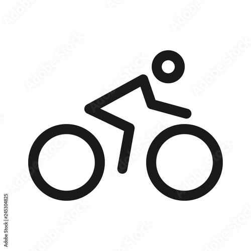 Cyclist icon line, Bicycle and human silhouette concept logo template isolated on white background. Vector illustration