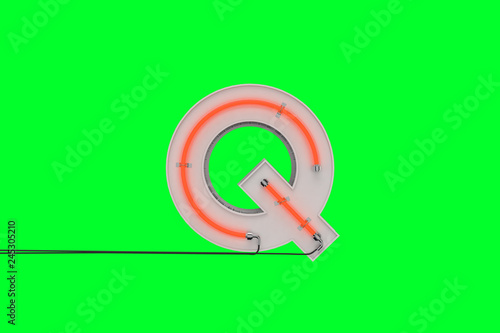 3dfont neon on green background 3d rendering photo