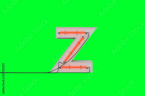 3dfont neon on green background 3d rendering photo