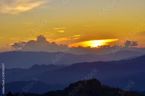 Sunset at Doi Chang Mub   Mae Fa Luang  Chiang Rai   Thailand.