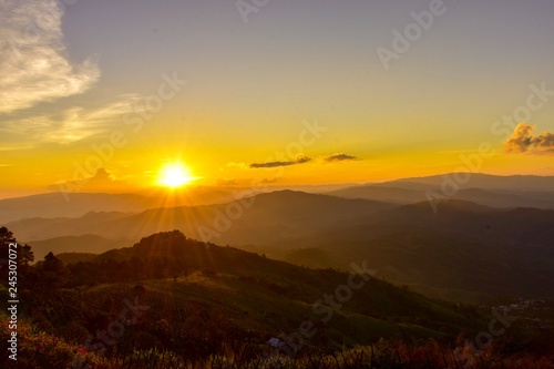 Sunset at Doi Chang Mub , Mae Fa Luang ,Chiang Rai , Thailand.