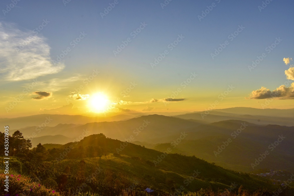 Sunset at Doi Chang Mub , Mae Fa Luang ,Chiang Rai , Thailand. Sunset at Doi Chang Mub , Mae Fa Luang ,Chiang Rai , Thailand.