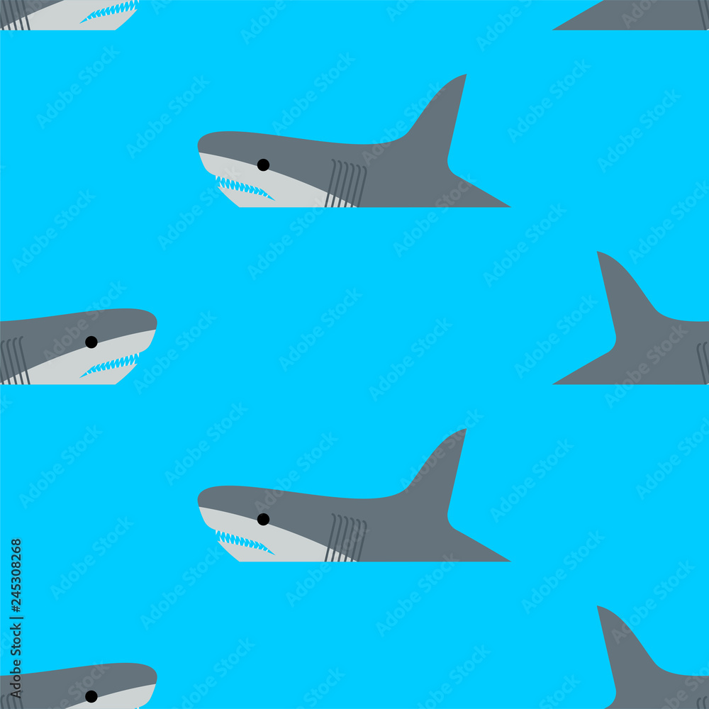 Shark pattern seamless. Marine predator background. Vector texture