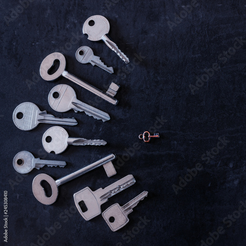  One lock and many keys. Concept of choice, variety of solutions. © 008melisa