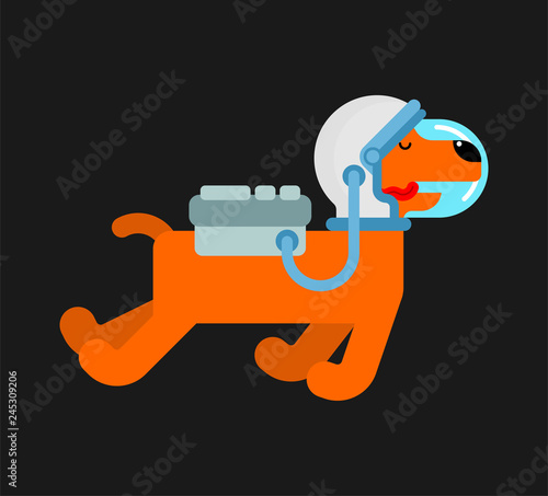 Dog astronaut space. Pet spaceman. puppy cosmonaut costume.
